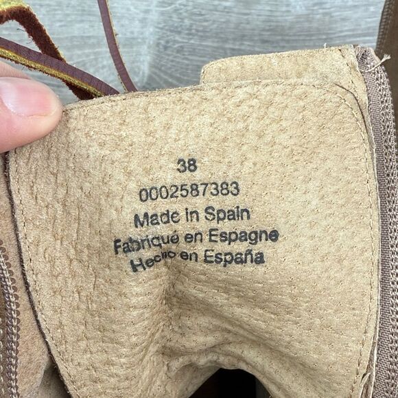 Free People Dylan Lace Up Taupe Brown Leather Tall Chunky Y2K 9-Eye Heeled Boots - Picture 6 of 13